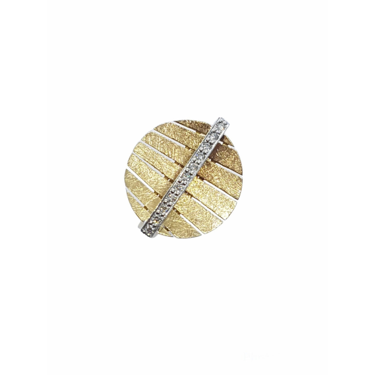 Anillo de oro blanco y oro amarillo con diamantes