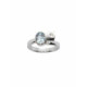 Anillo de oro blanco con diamantes y aguamarina