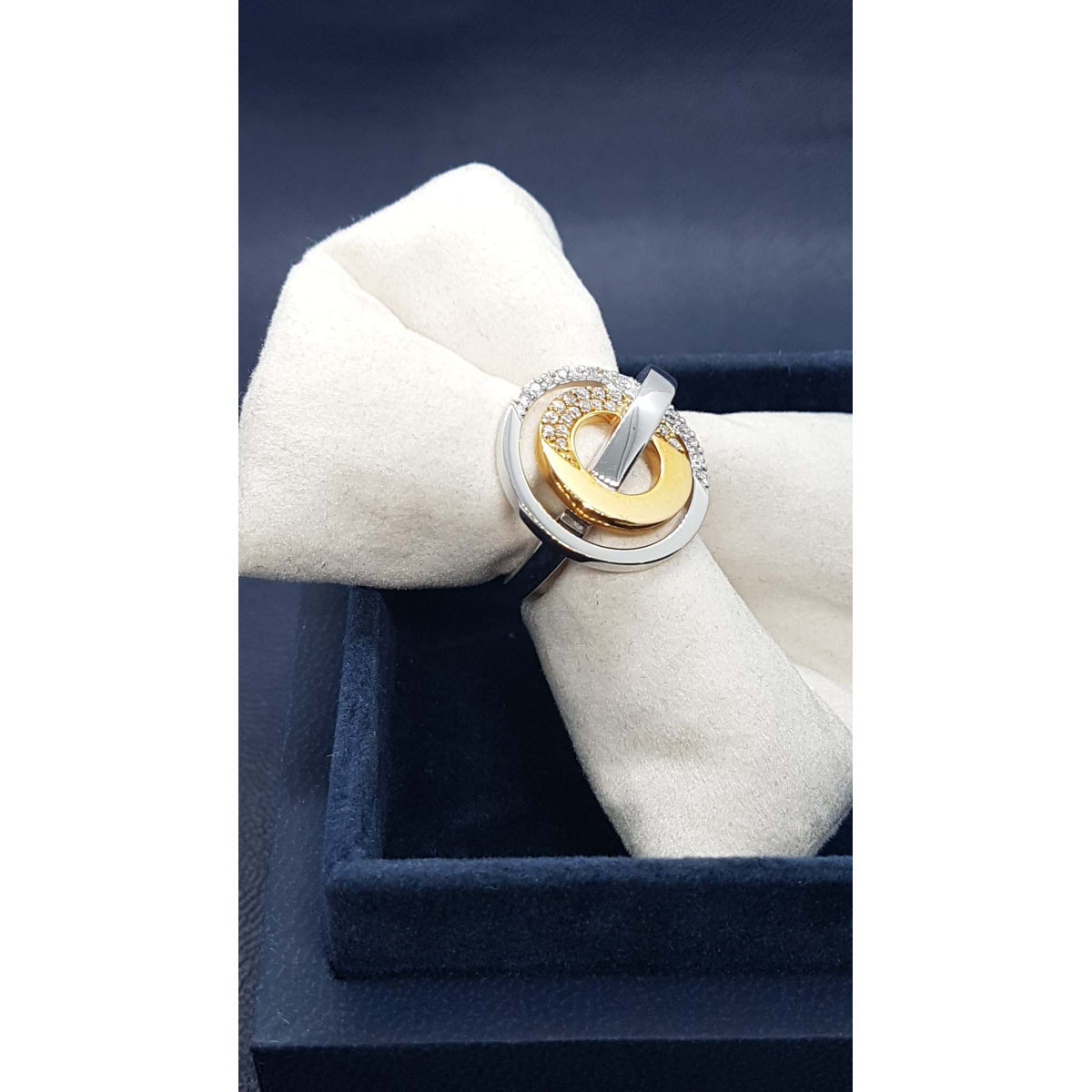 ANILLO DE ORO ROSA y oro blanco con DIAMANTEs
