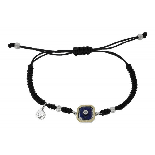 Pulsera de plata y oro con diamante y lapislázuli