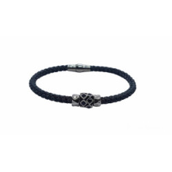 Pulsera de plata con tela y circonita