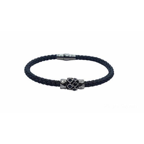 Pulsera de plata con tela y circonita