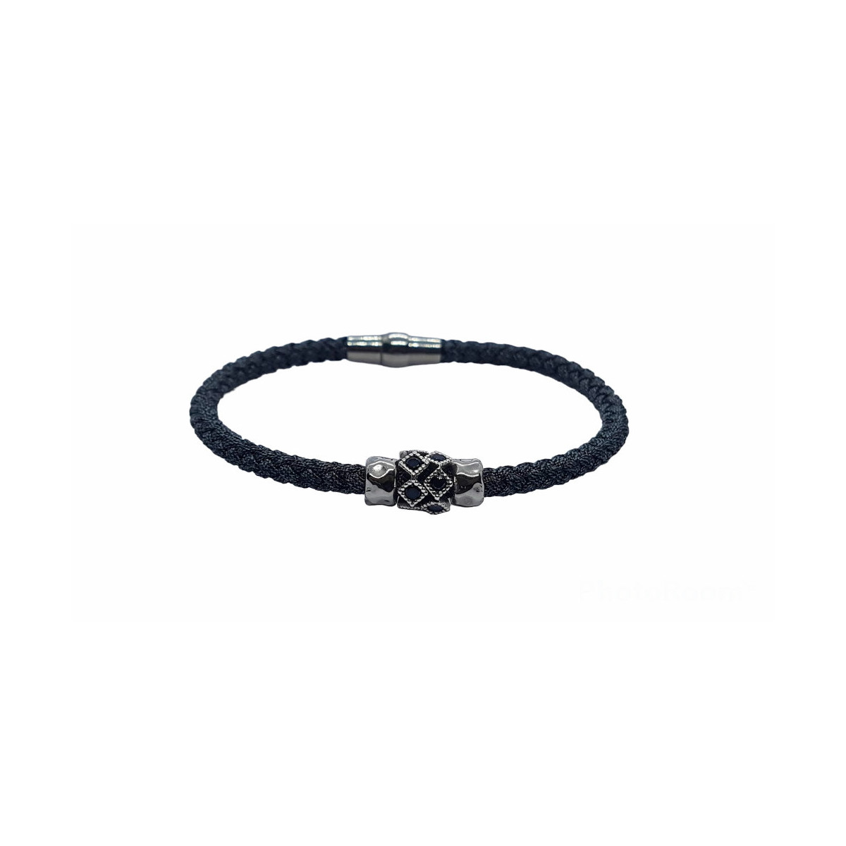Pulsera de plata con tela y circonita