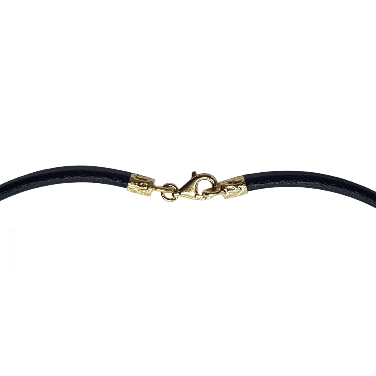 Collar de plata chapada con perla y cuero