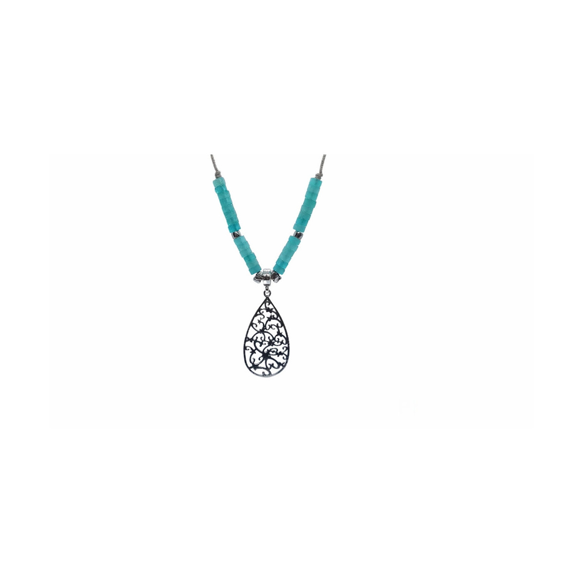 Collar de plata con gemas tratadas