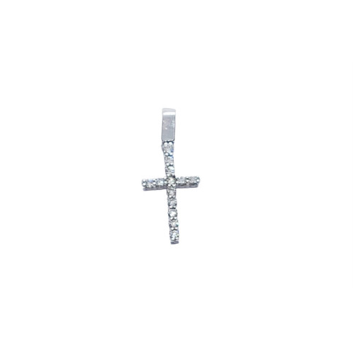 Cruz de oro blanco con diamantes