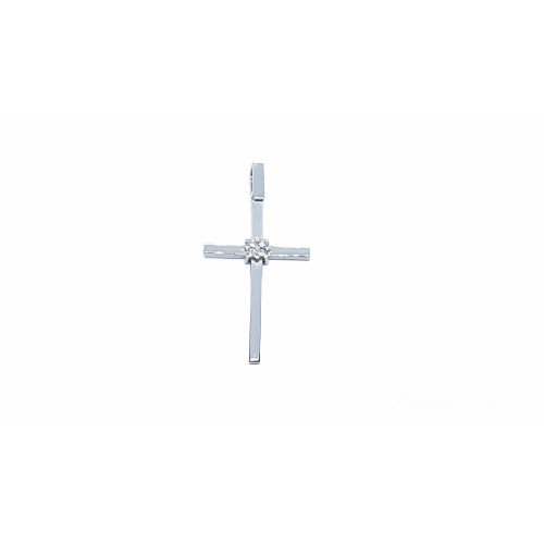 Cruz de oro blanco con diamantes