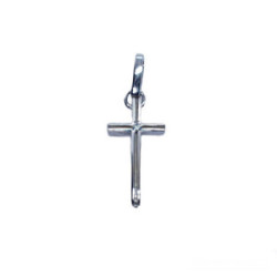 Cruz de oro blanco con diamante