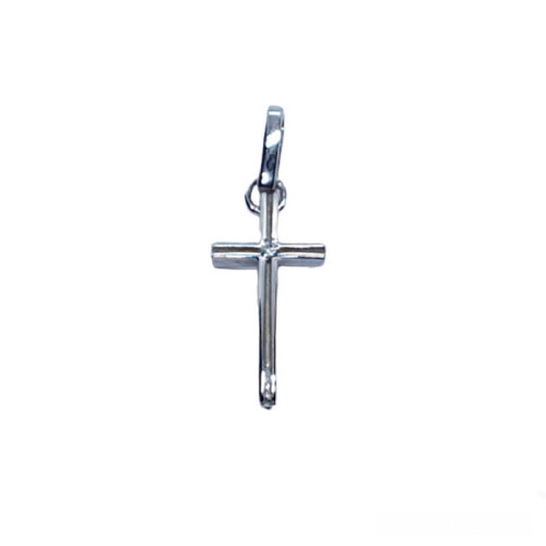 Cruz de oro blanco con diamante
