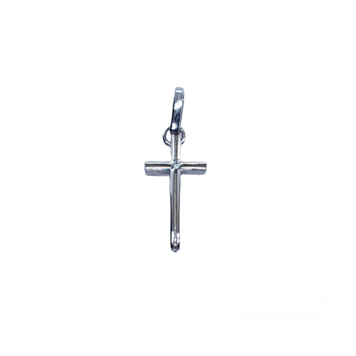 Cruz de oro blanco con diamante