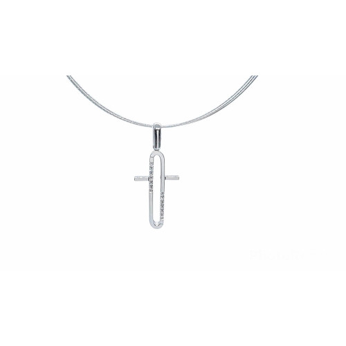 Cruz de oro blanco con diamantes