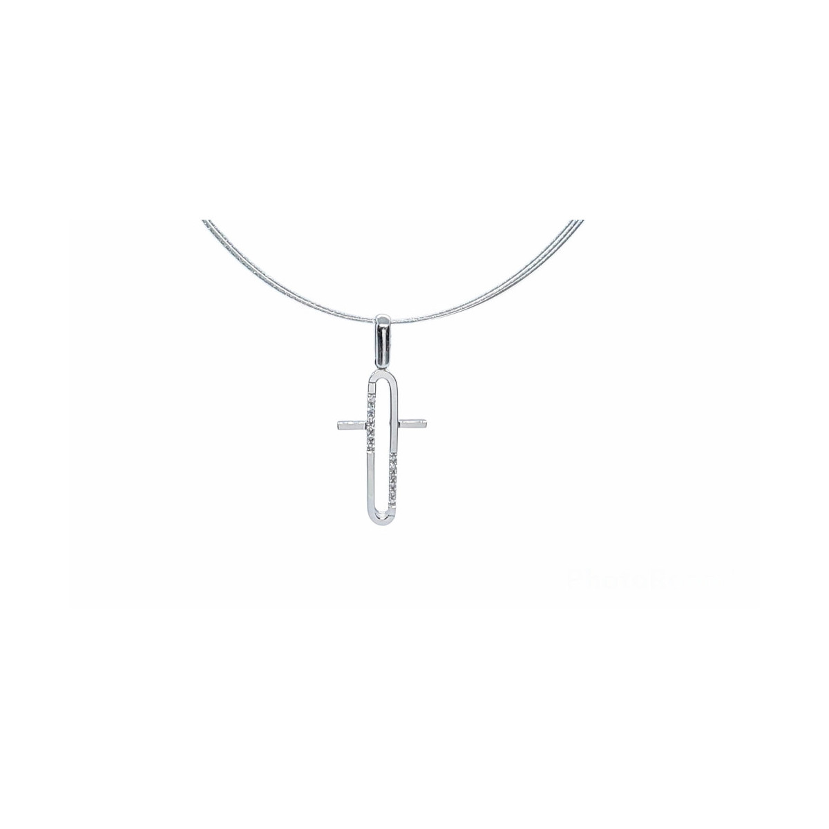 Cruz de oro blanco con diamantes