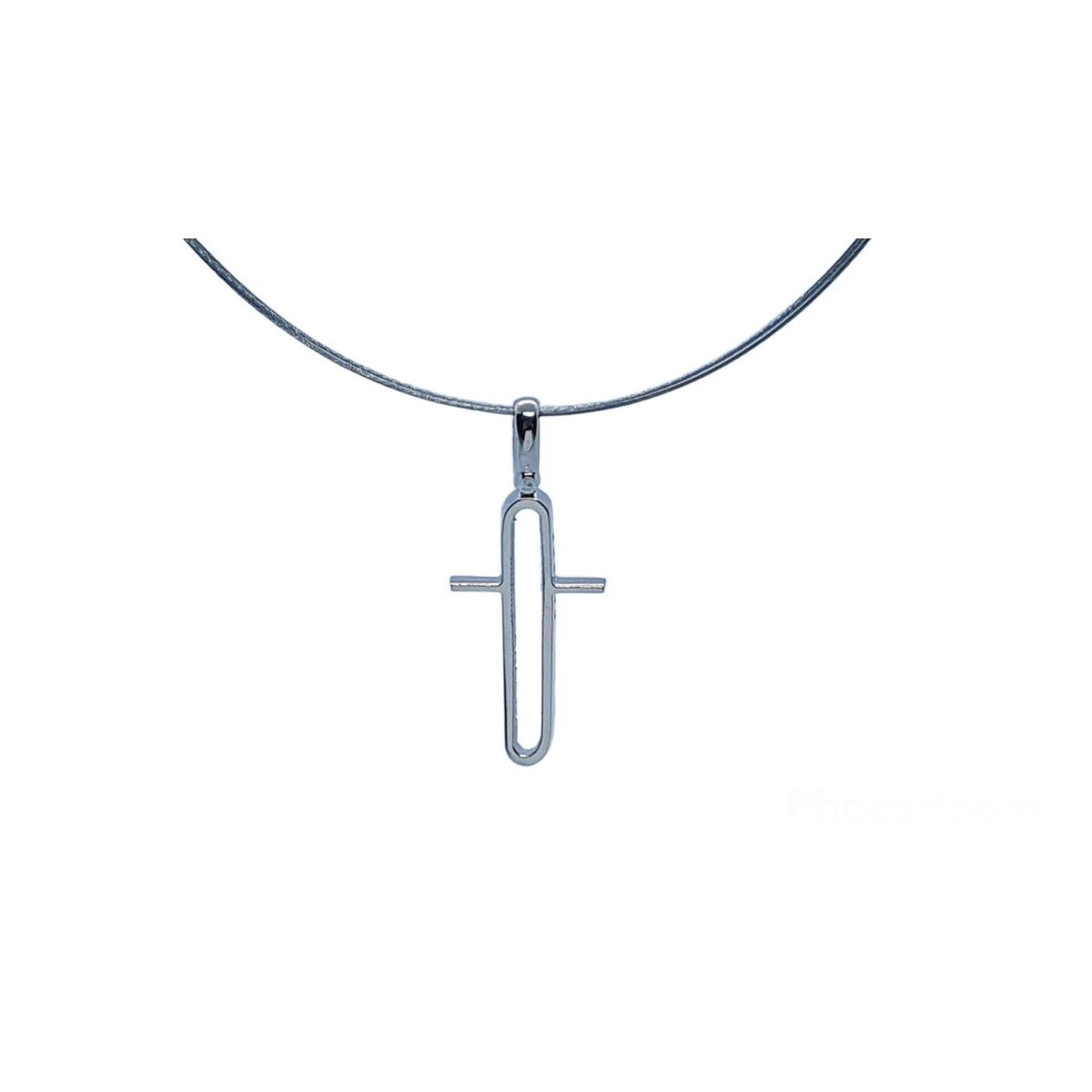 Cruz de oro blanco con diamantes