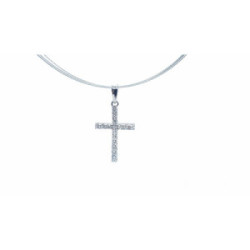 Cruz de oro blanco con diamantes