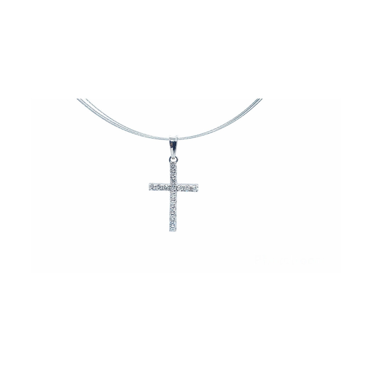 Cruz de oro blanco con diamantes