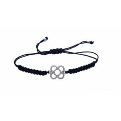 Pulsera de plata con macramé negro BARCELONA PANOT