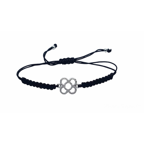 Pulsera de plata con macramé negro BARCELONA PANOT