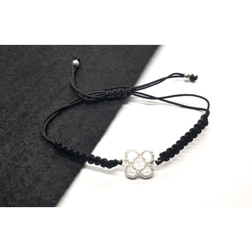 Pulsera de plata con macramé negro BARCELONA PANOT