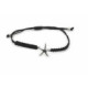 Pulsera de plata con forma de estrella de mar y macramé negro