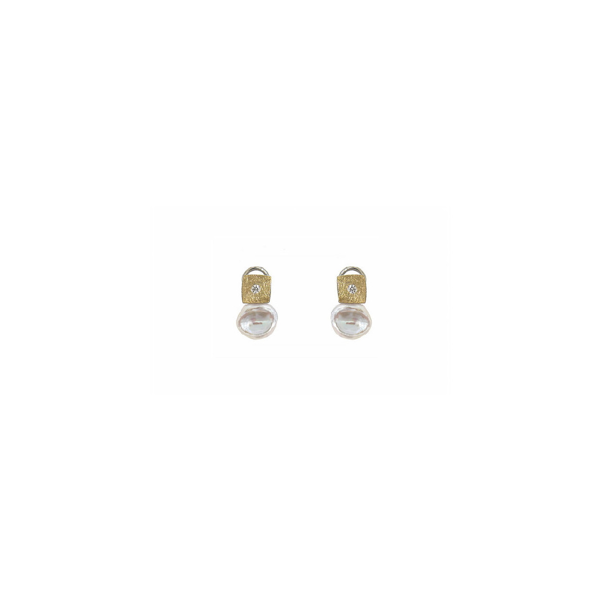 Pendientes de plata y oro con perlas naturales cultivadas y diamantes