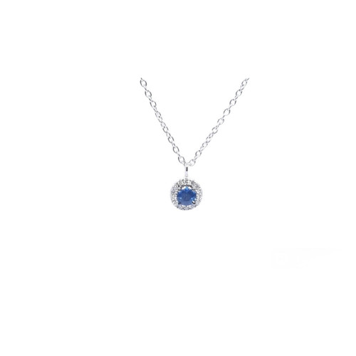 Gargantilla de oro blanco con diamantes y zafiro