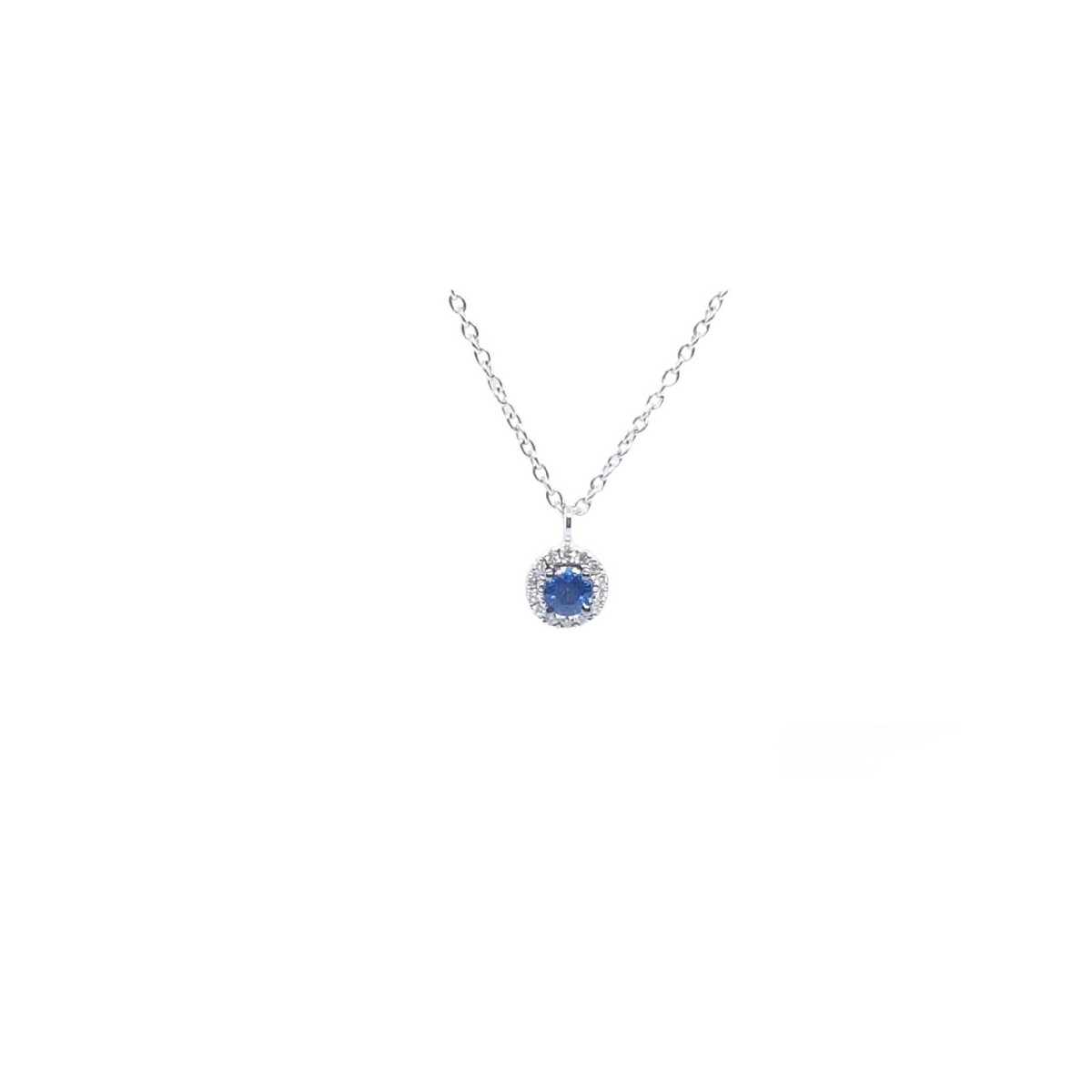 Gargantilla de oro blanco con diamantes y zafiro