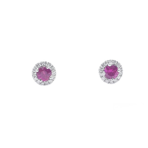 Pendientes de oro blanco con diamantes y rubíes