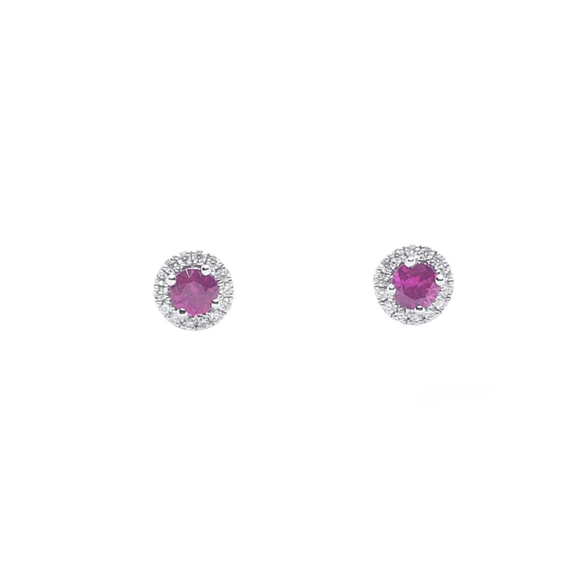 Pendientes de oro blanco con diamantes y rubíes