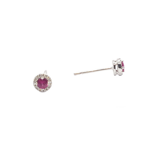 Pendientes de oro blanco con diamantes y rubíes