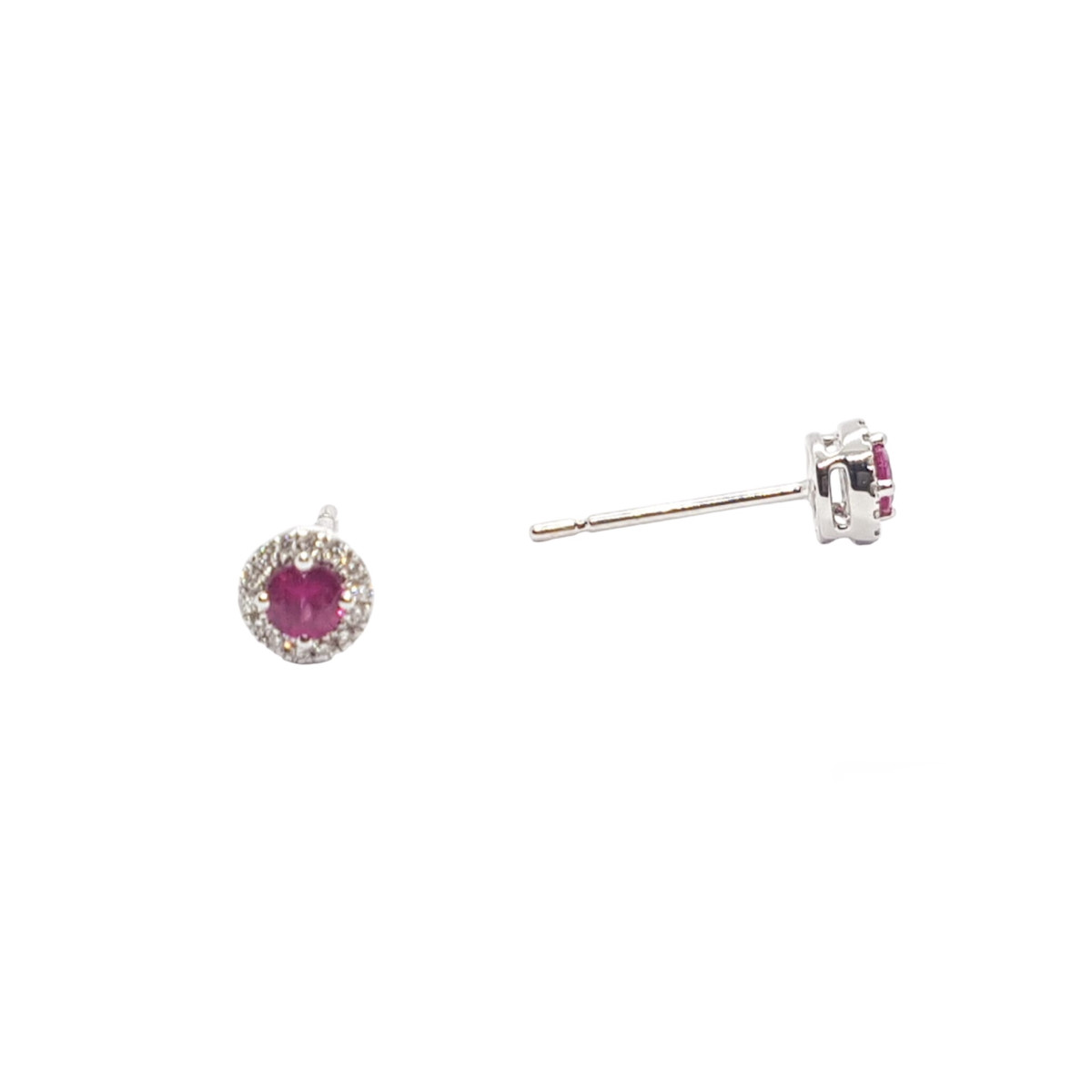 Pendientes de oro blanco con diamantes y rubíes