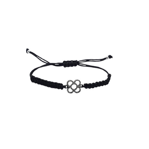 Pulsera de plata con macramé negro BARCELONA PANOT
