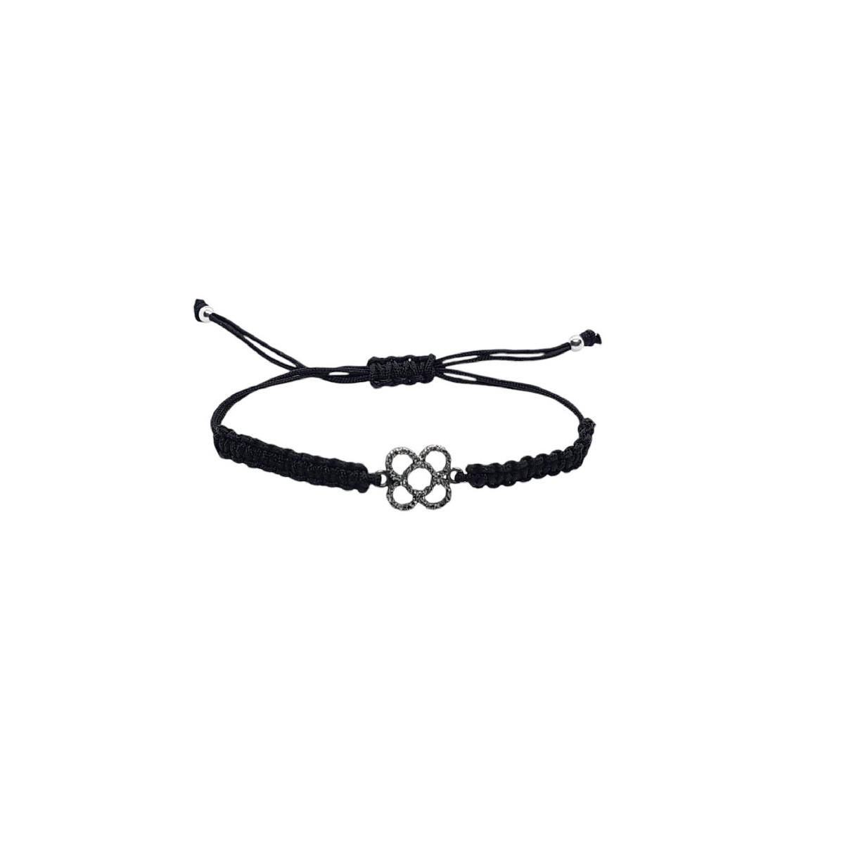 Pulsera de plata con macramé negro BARCELONA PANOT