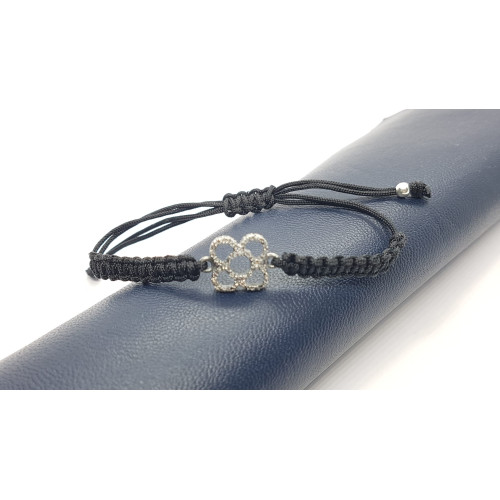 Pulsera de plata con macramé negro BARCELONA PANOT