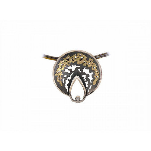 Colgante de plata y oro con diamante