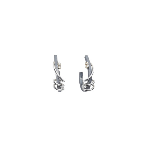 Pendientes de Aro de oro amarillo con plata y diamantes