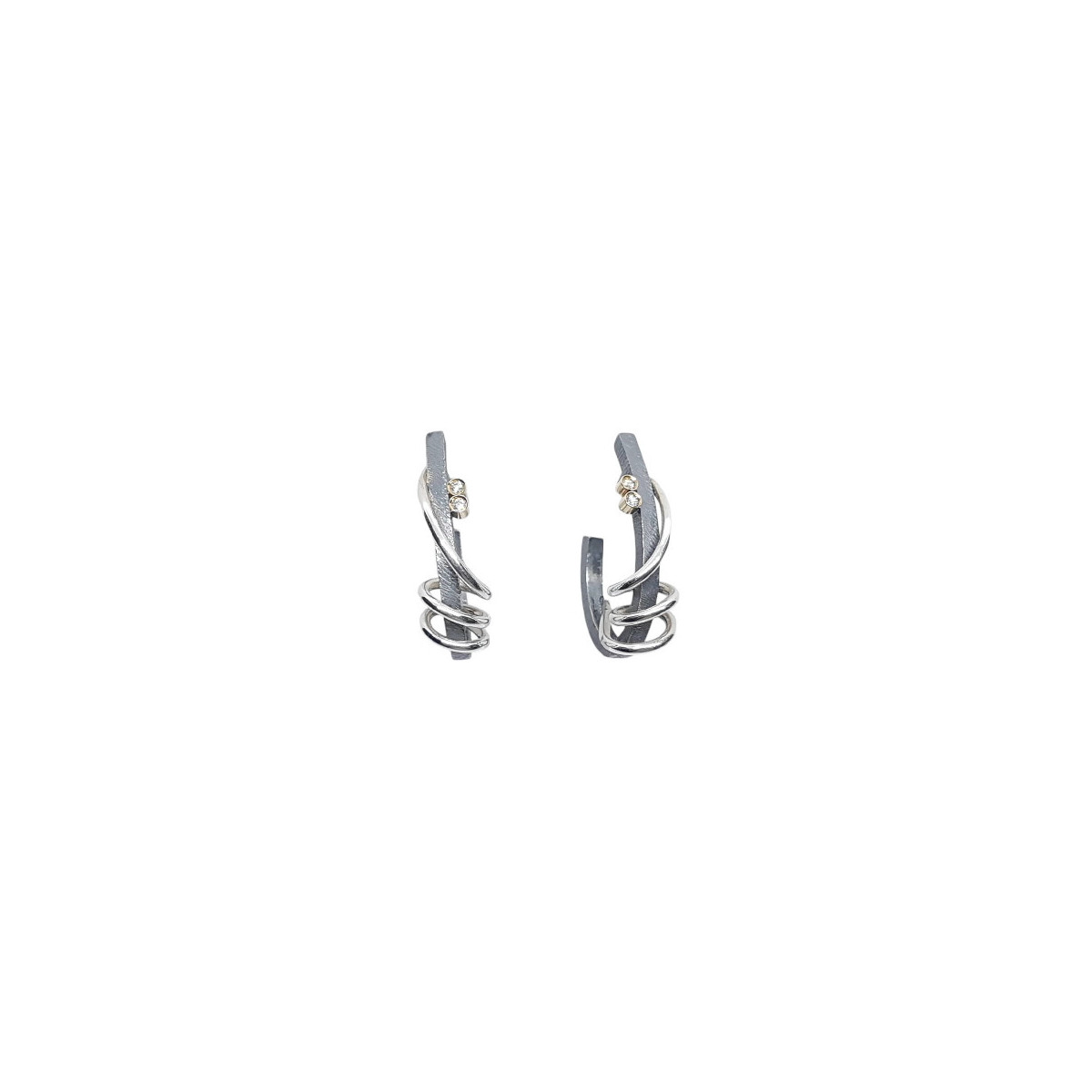 Pendientes de Aro de oro amarillo con plata y diamantes