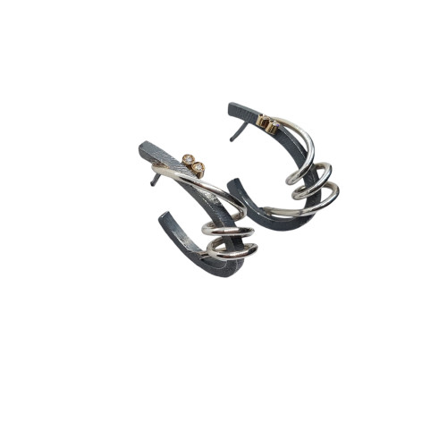 Pendientes de Aro de oro amarillo con plata y diamantes