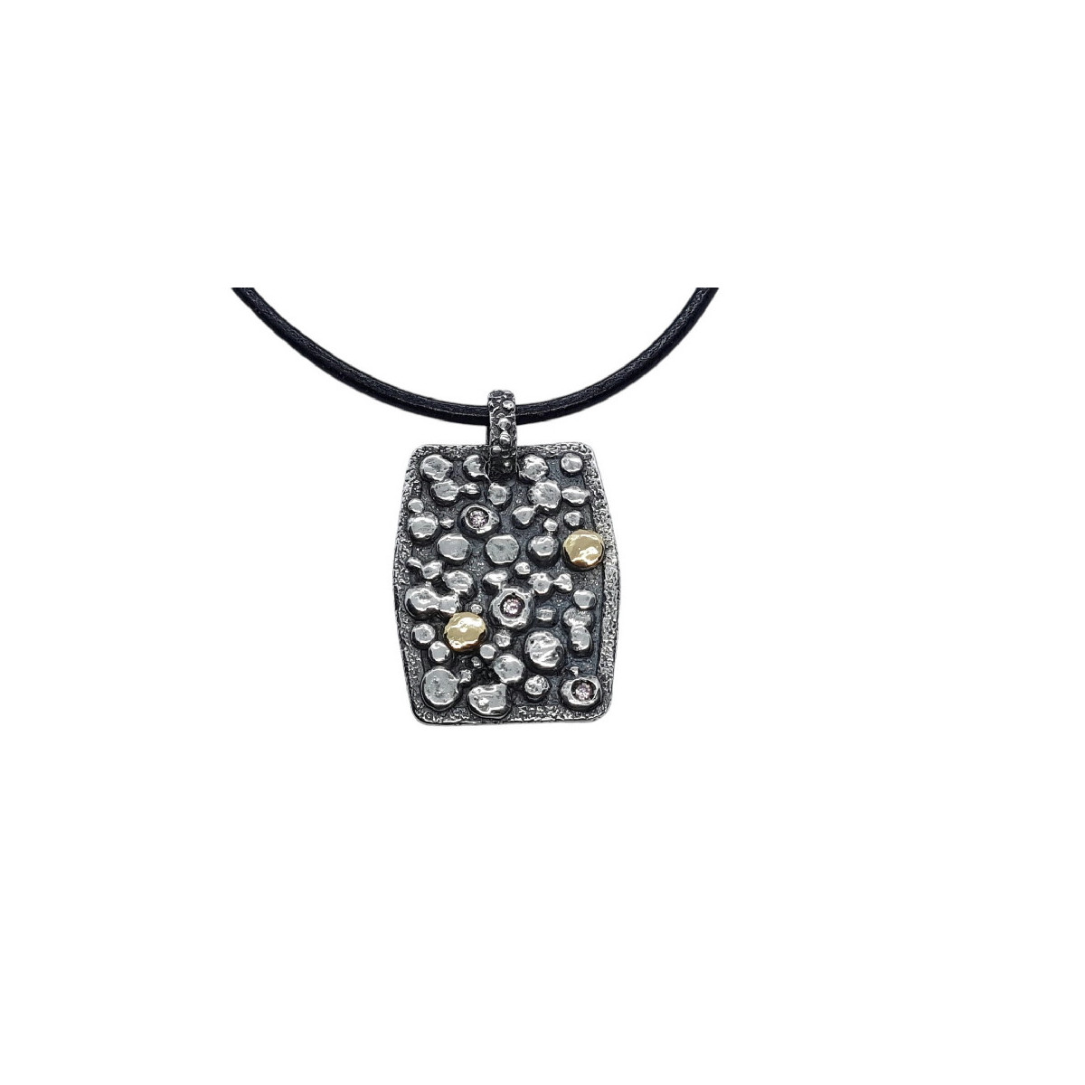 COLGANTE DE PLATA Y ORO CON ZAFIROS ROSAS