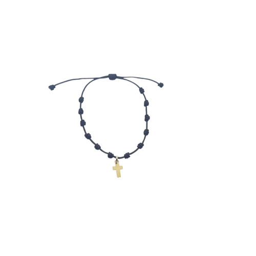 Pulsera de macramé con  cruz de oro