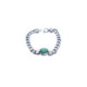 Pulsera de plata y oro con malaquita
