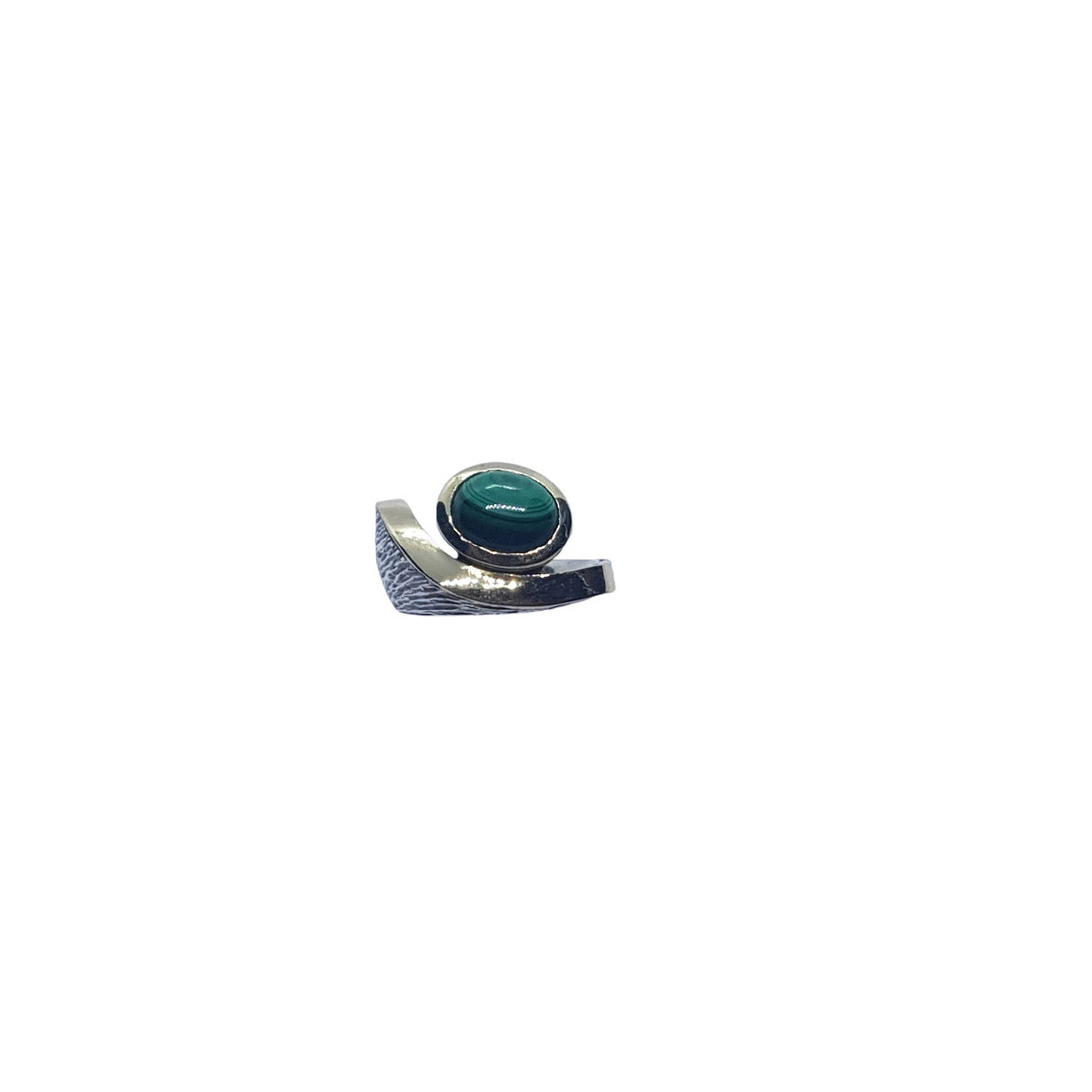 Anillo de plata y oro con malaquita