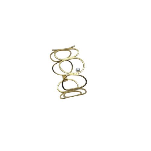 Pulsera de plata chapada en oro amarillo y perla natural cultivada
