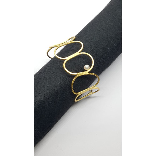 Pulsera de plata chapada en oro amarillo y perla natural cultivada