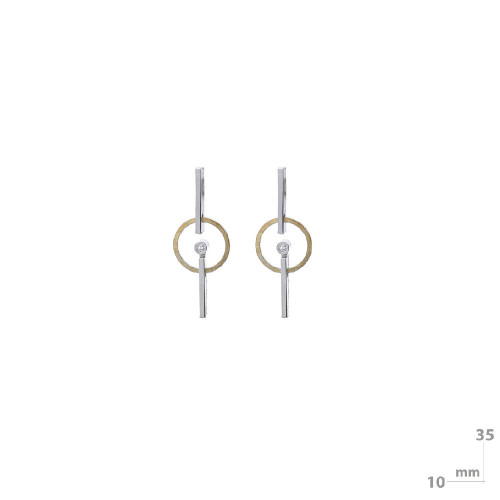 Pendientes de plata y oro con diamantes