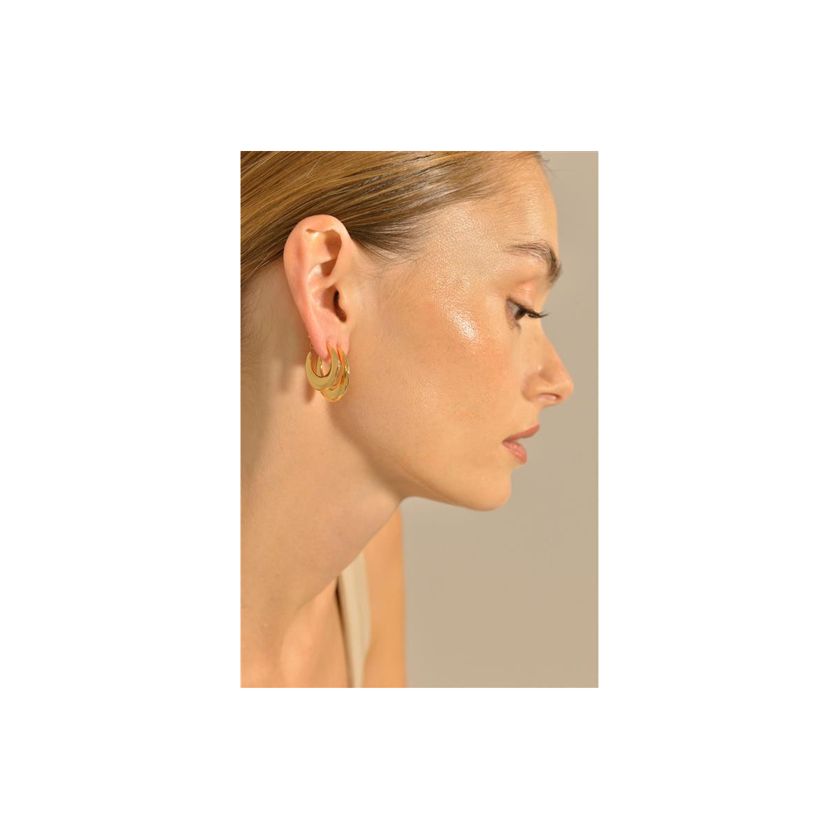 Pendientes de plata chapada con forma de aro
