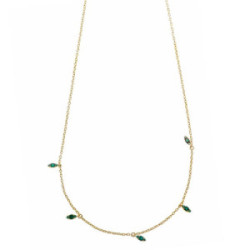 Collar de plata chapada con circonitas verdes