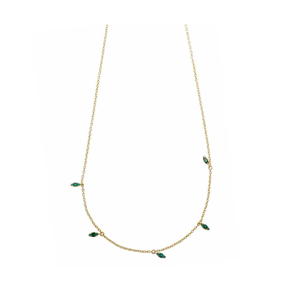 Collar de plata chapada con circonitas verdes