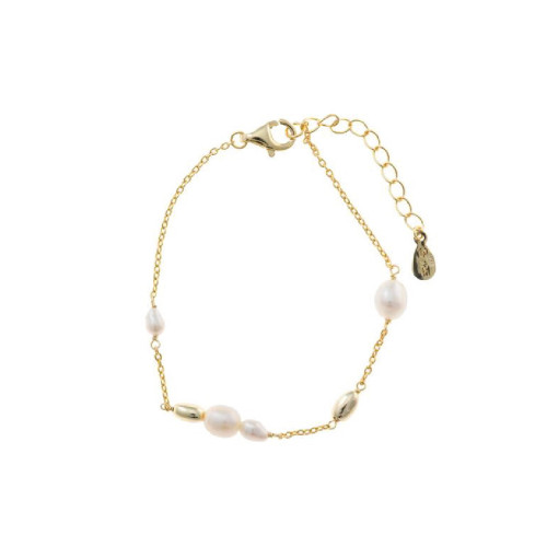 Pulsera de plata chapada con perlas naturales