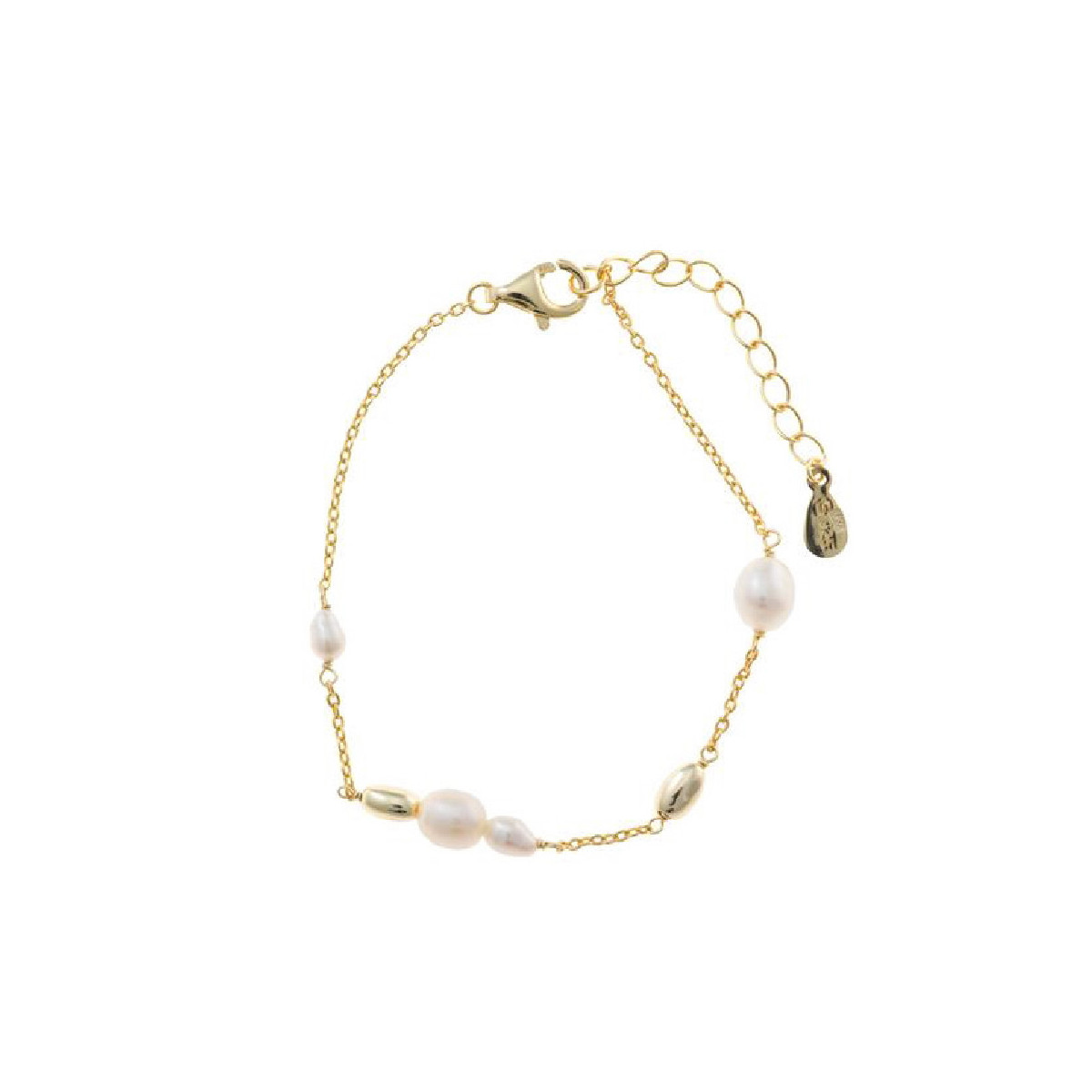 Pulsera de plata chapada con perlas naturales