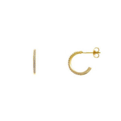 Pendientes de plata chapada con forma de aros y circonitas